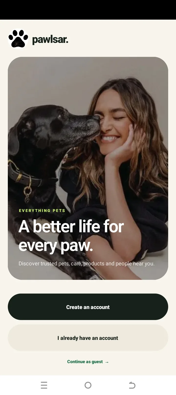 Pawlsar onboarding screen